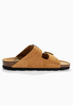 Sandales 2 Brides Bali Camel en Cuir Suédé
