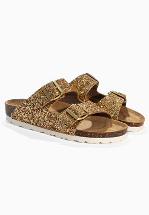 Bali Gold Glitter 2 Strap Sandals
