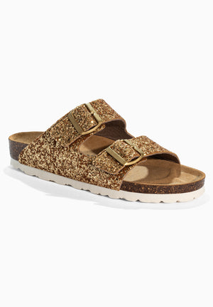 Bali Gold Glitter 2 Strap Sandals