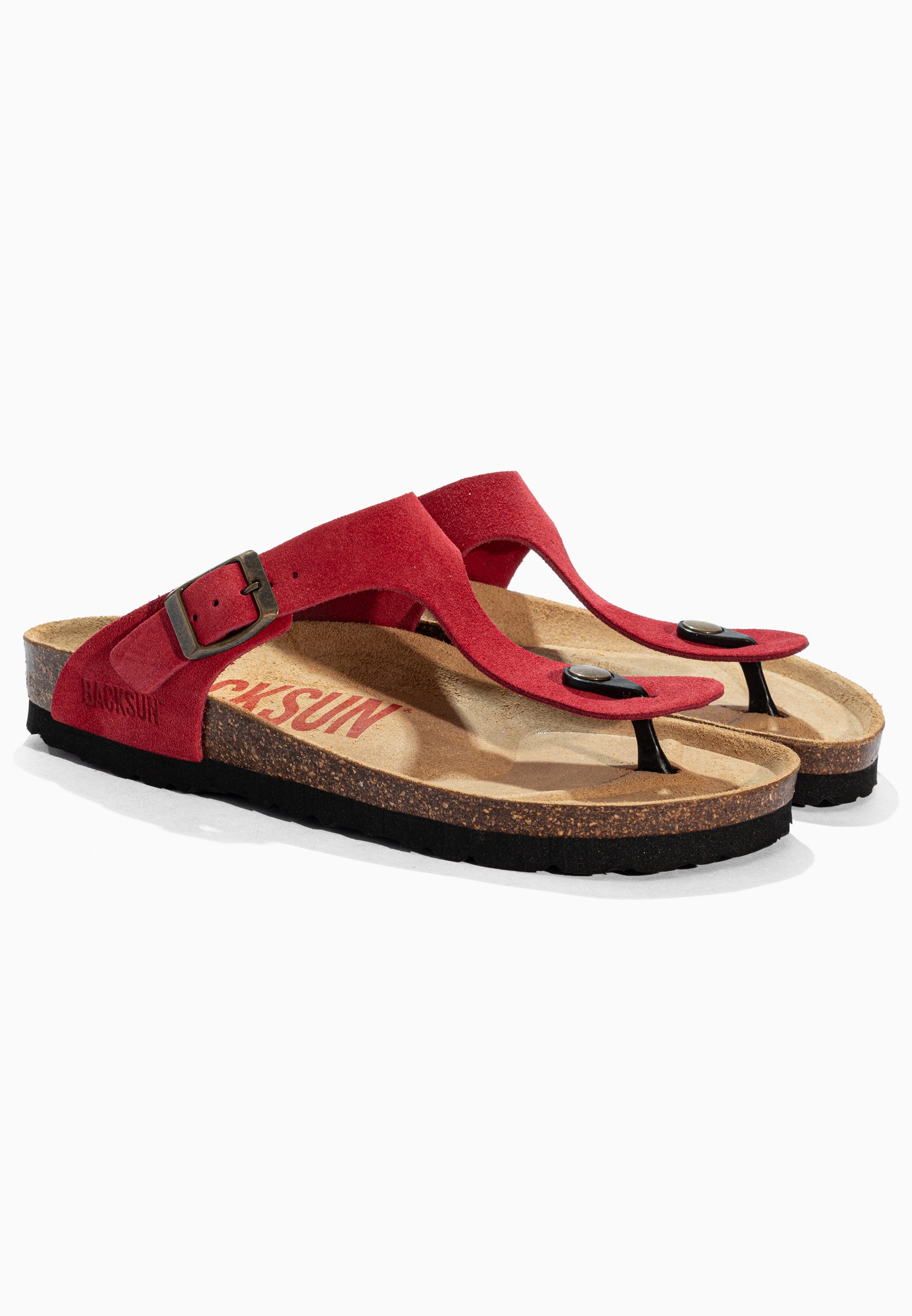Sandales à Entre-doigts Singapore Rouge en Cuir Suédé