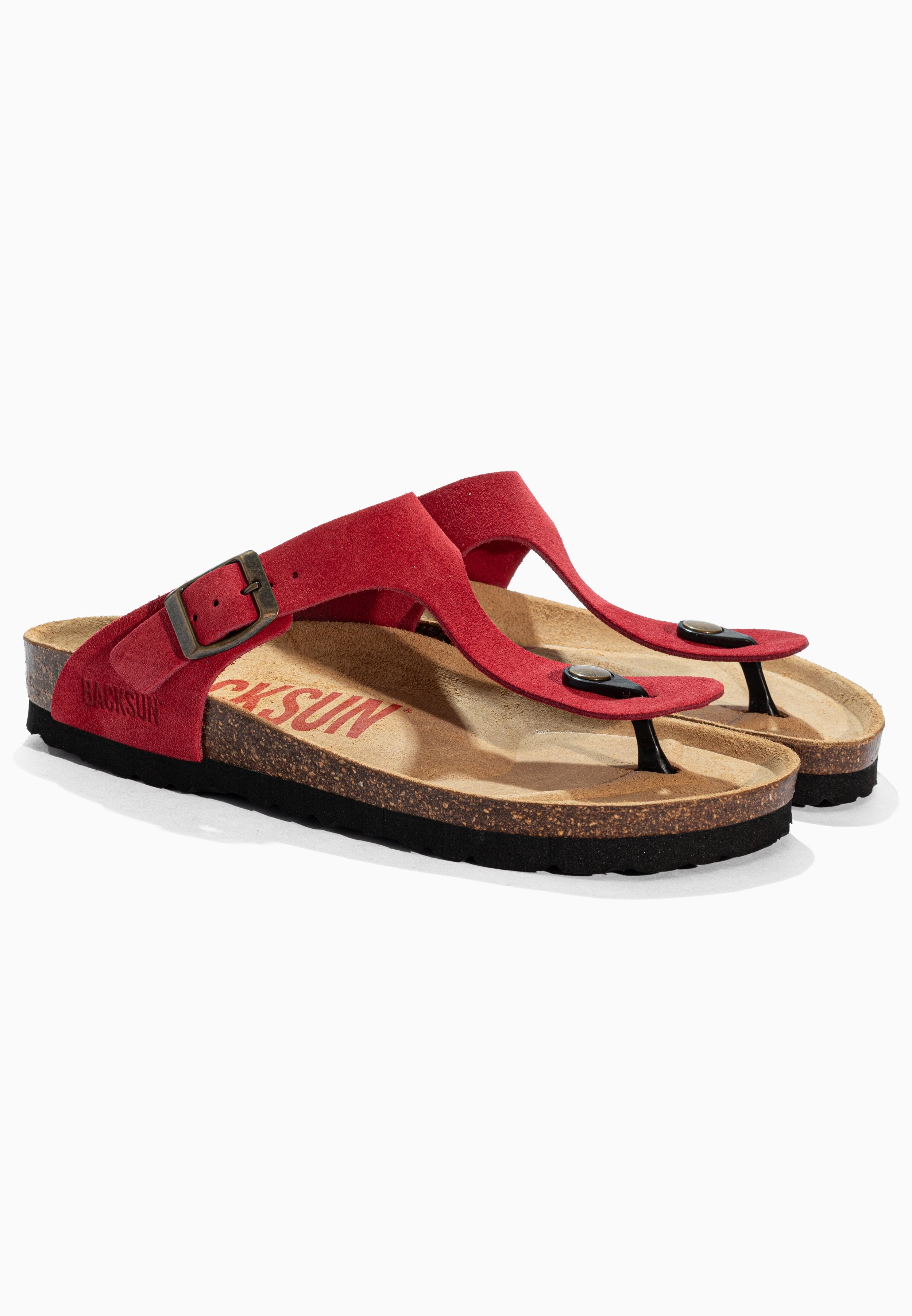 Sandales à Entre-doigts Singapore Rouge en Cuir Suédé