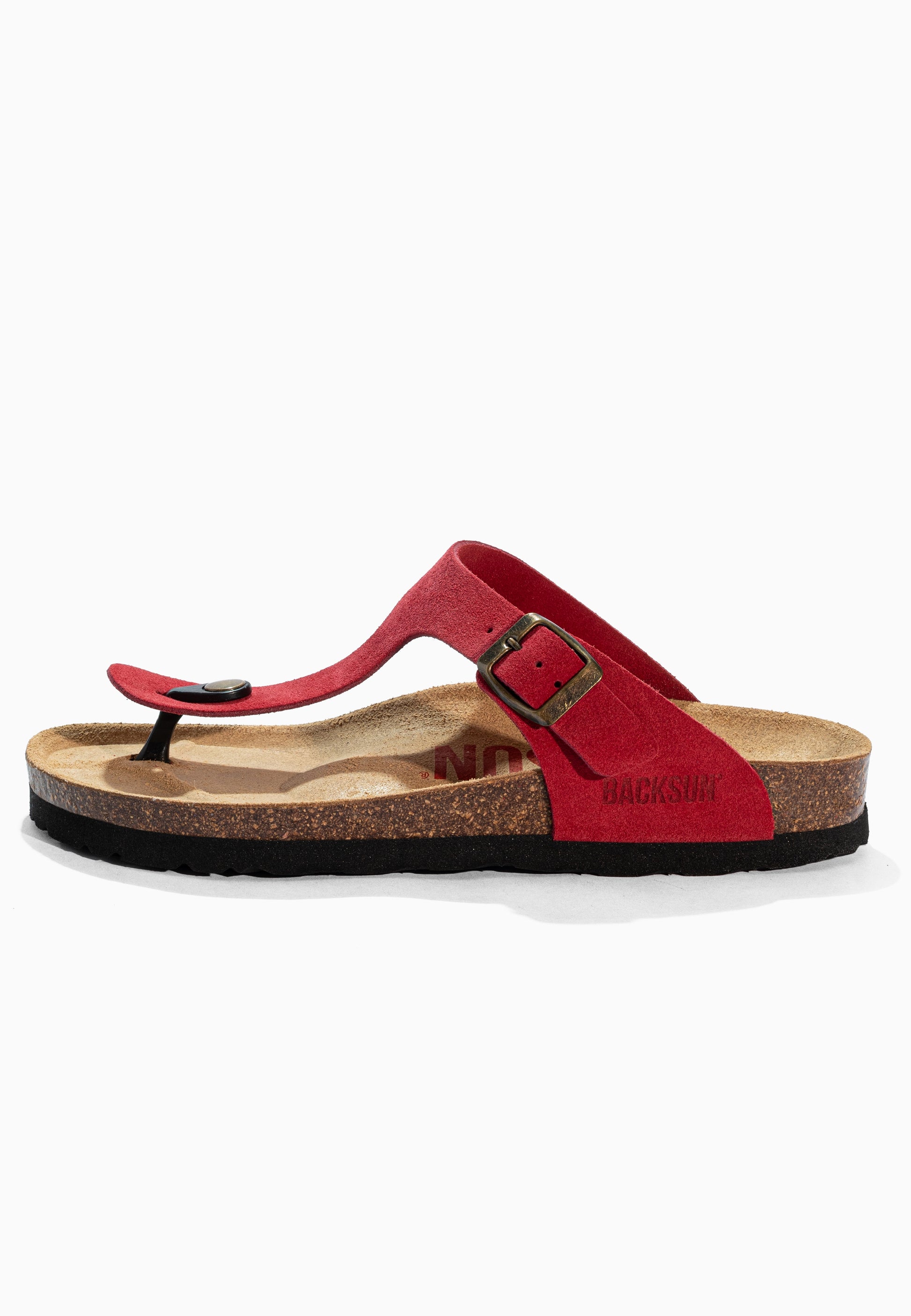 Sandales à Entre-doigts Singapore Rouge en Cuir Suédé