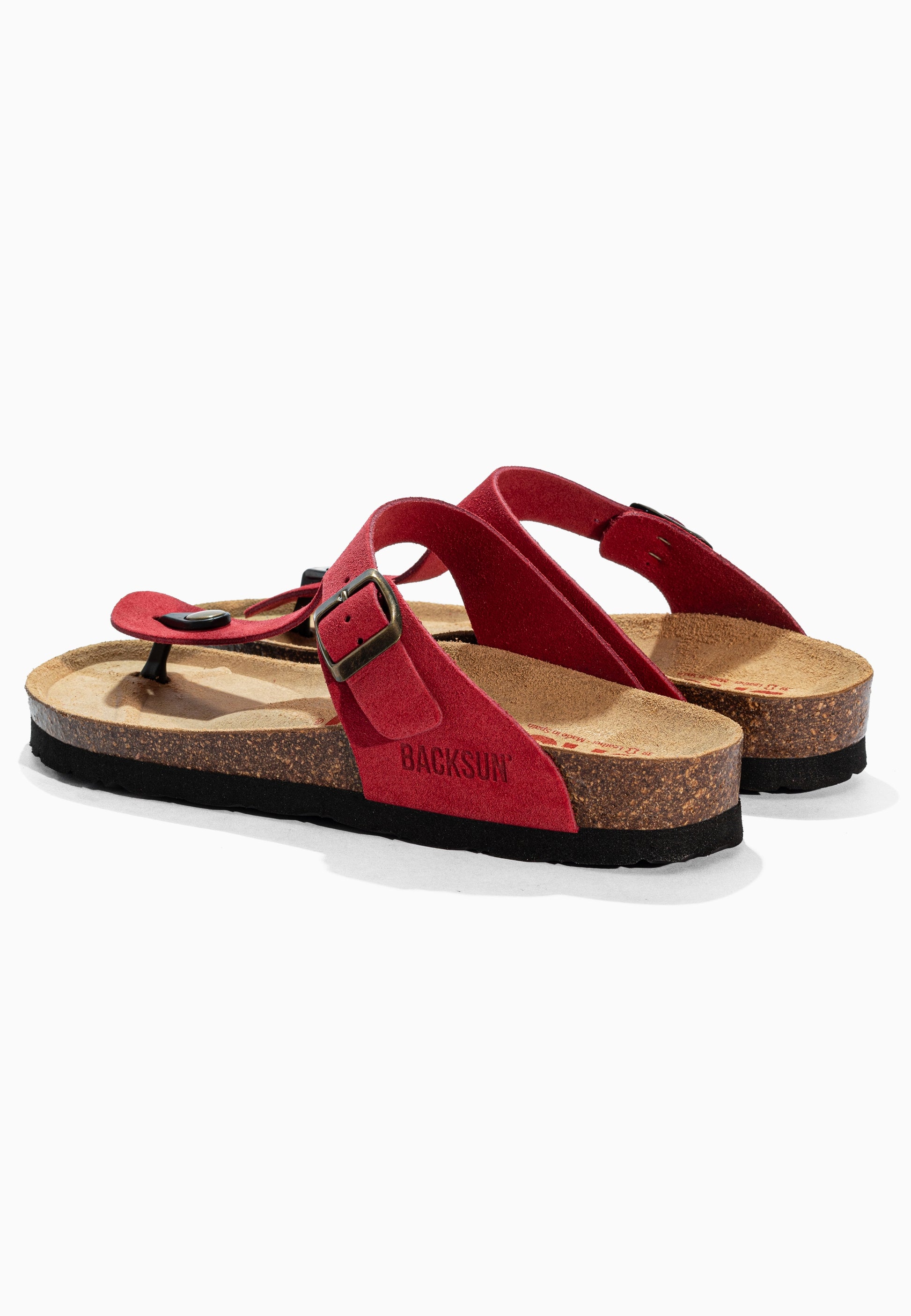 Sandales à Entre-doigts Singapore Rouge en Cuir Suédé