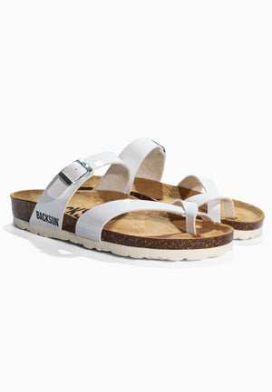 Barcelona White Toe-Thong Sandals