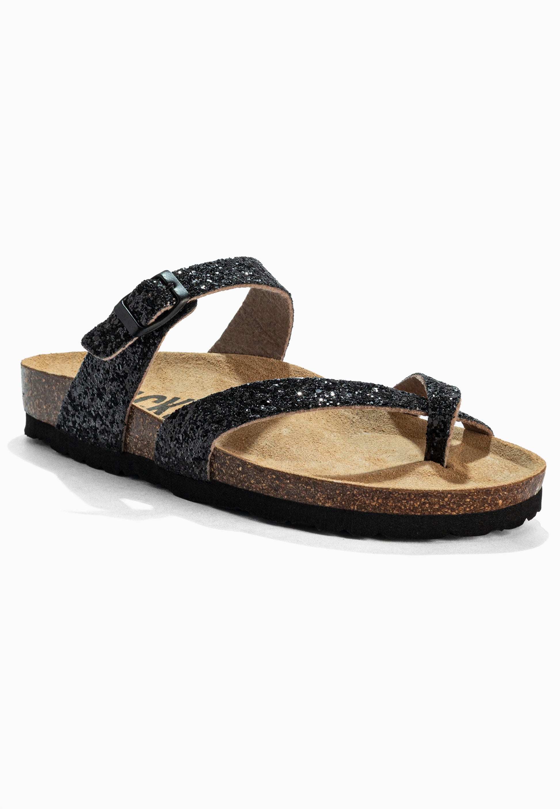 Sandales à Entre-doigts Barcelone Noir pailleté