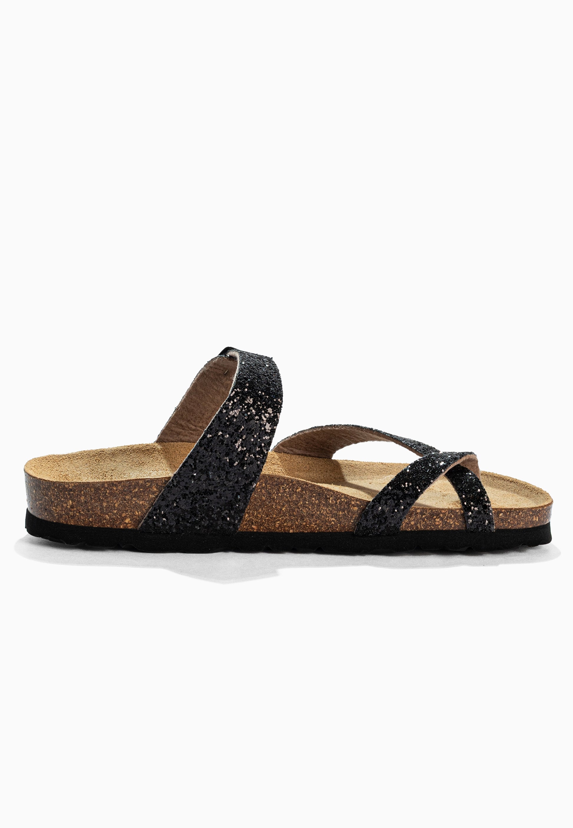 Sandales à Entre-doigts Barcelone Noir pailleté