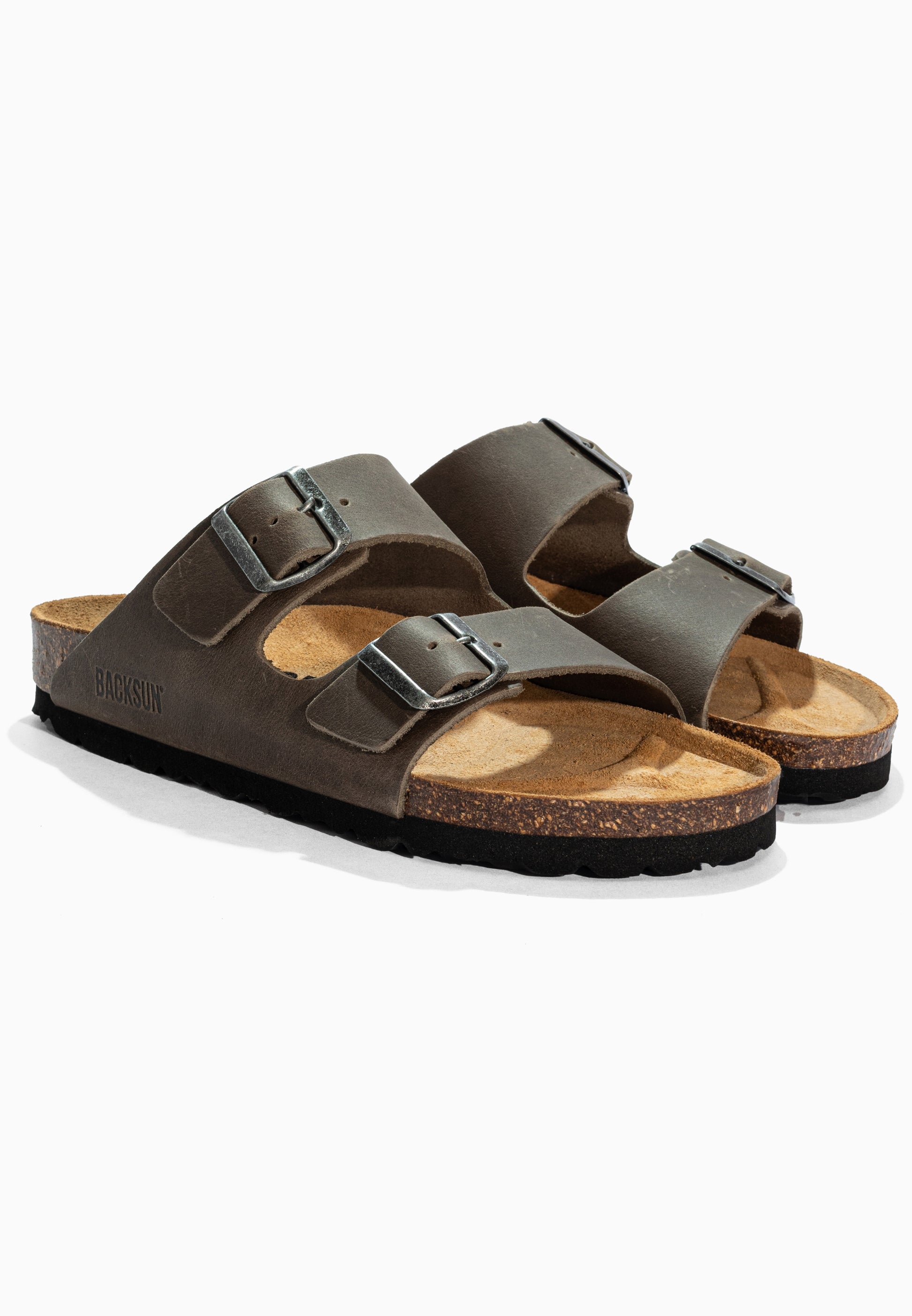 Sandales 2 Brides Bali Anthracite en Cuir