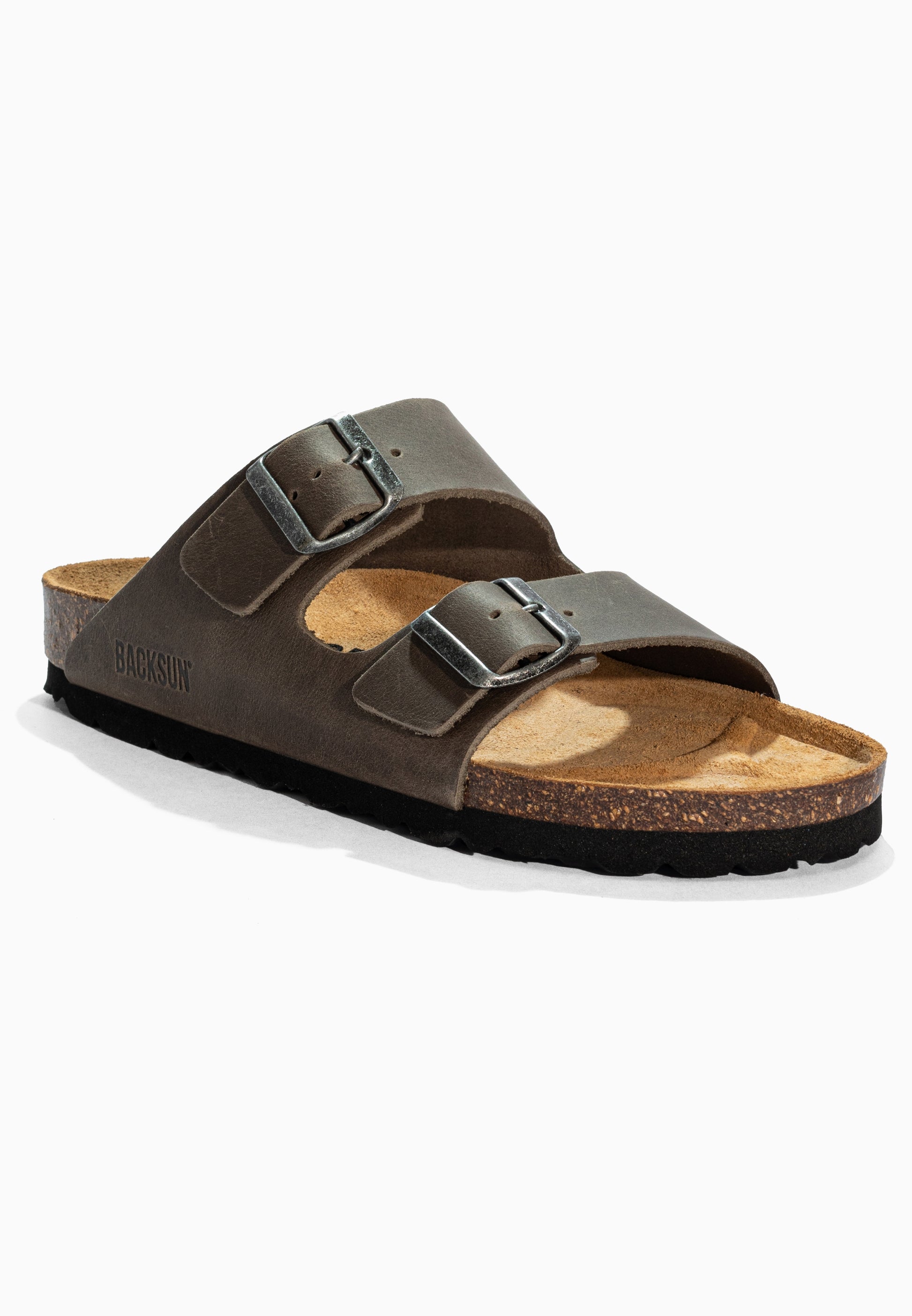 Sandales 2 Brides Bali Anthracite en Cuir