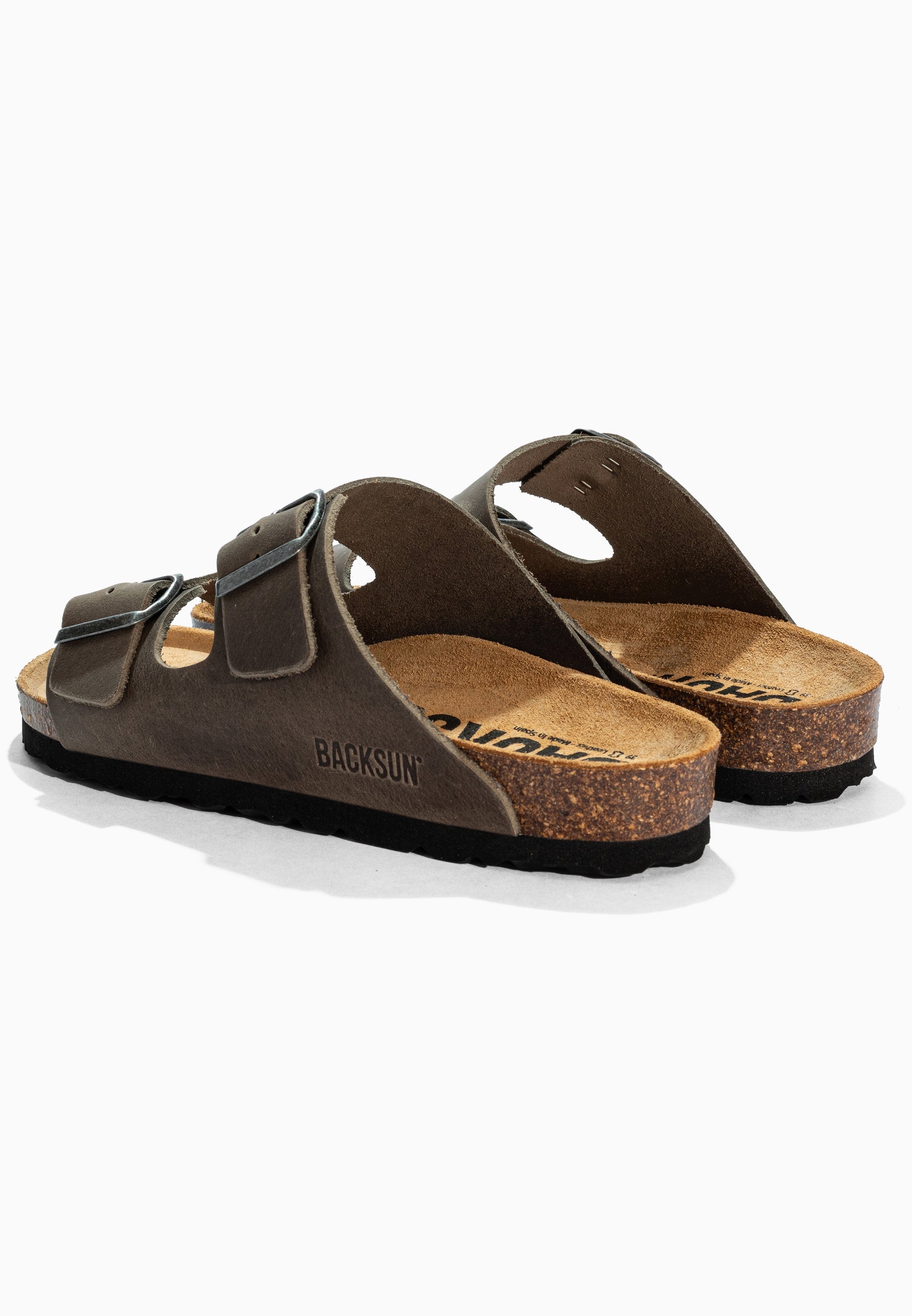 Sandales 2 Brides Bali Anthracite en Cuir