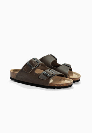 Sandales 2 Brides Bali Anthracite en Cuir