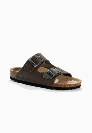 Sandales 2 Brides Bali Anthracite en Cuir