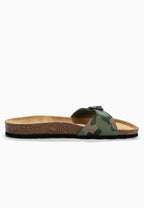 Paris – Sandalen mit 1 Riemen und Camouflage-Muster in Khaki