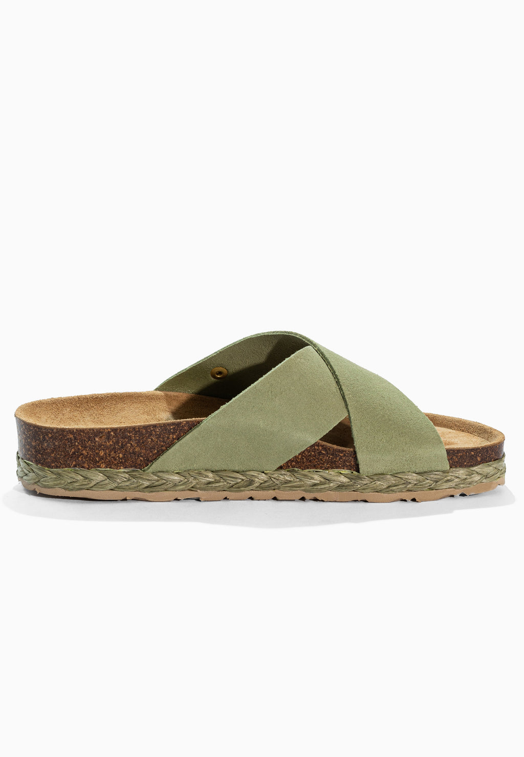 Sandales 2 Brides Lauren Vert en Cuir Suédé