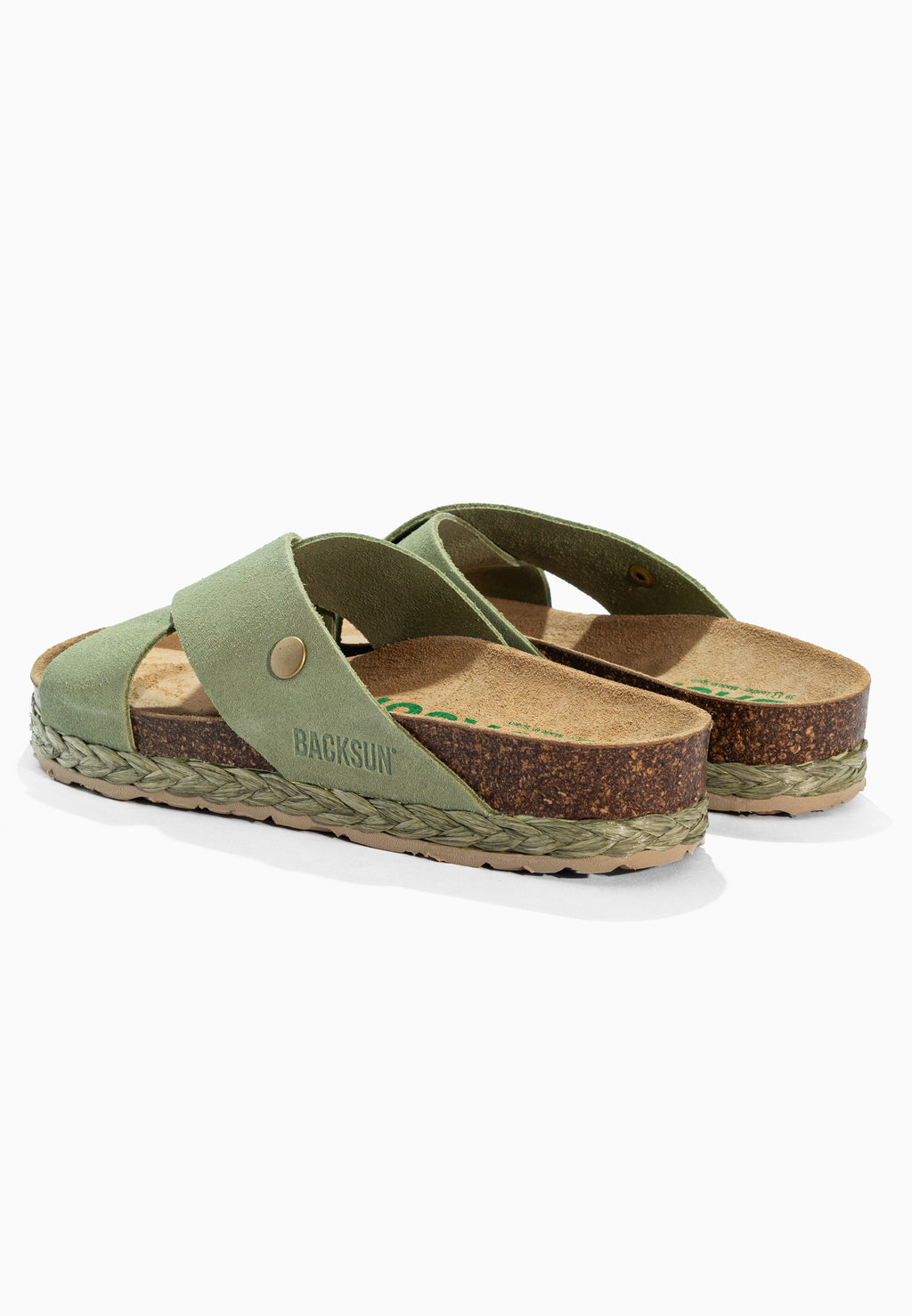 Sandales 2 Brides Lauren Vert en Cuir Suédé