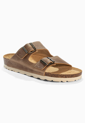 Sandales 2 Brides Bali Camel en Cuir