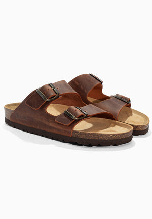 Sandales 2 Brides Bali Marron en Cuir