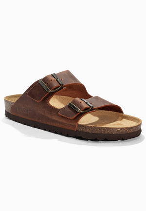 Sandales 2 Brides Bali Marron en Cuir