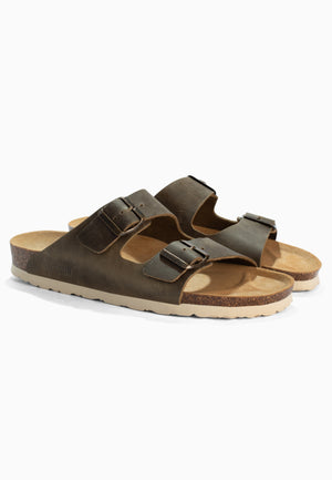 Sandales 2 Brides Bali Marron en Cuir