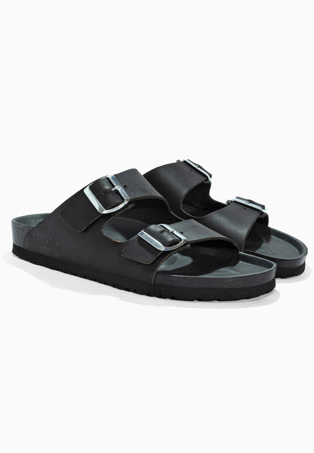 Sandales 2 Brides Bali Noir en Cuir