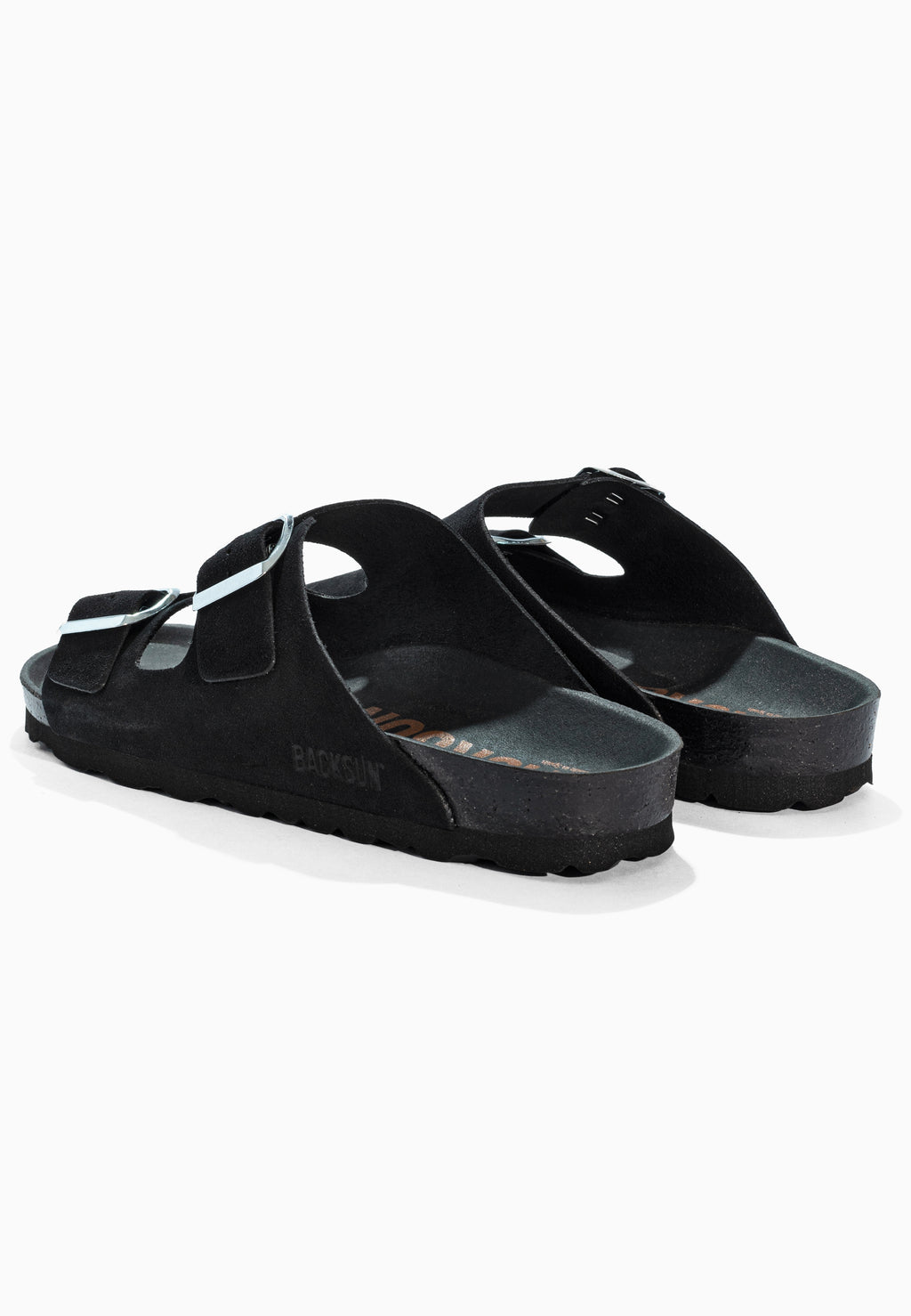 Sandales 2 Brides Bali Noir en Cuir Suédé
