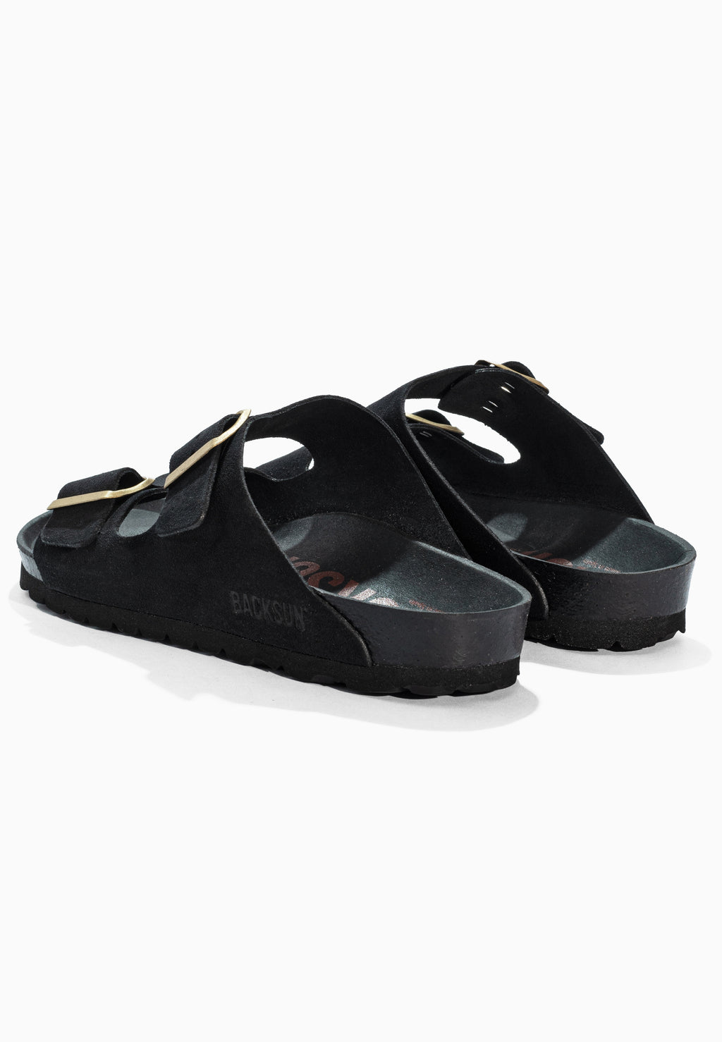 Sandales 2 Brides Bali Noir en Cuir Suédé