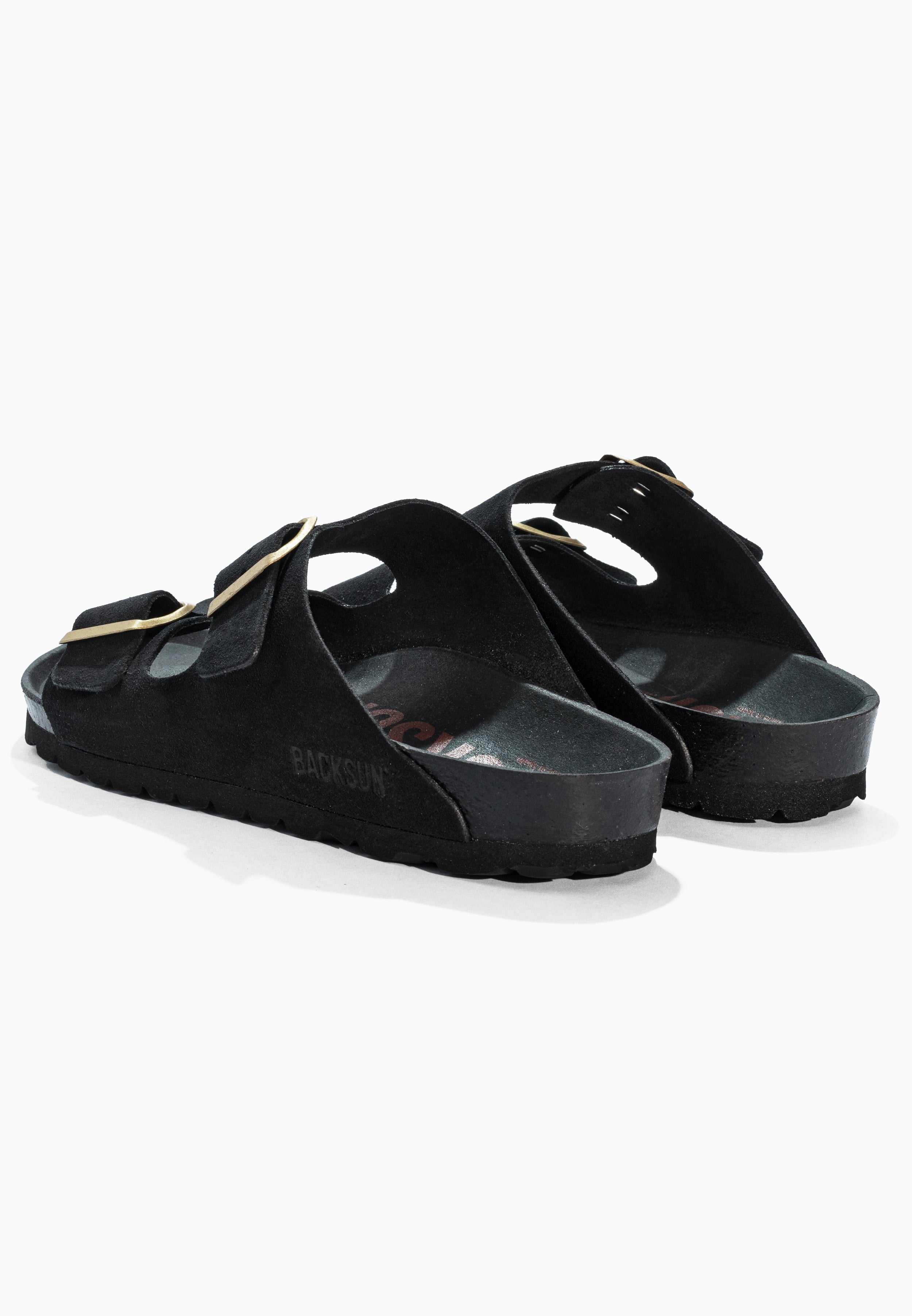Sandales 2 Brides Bali Noir en Cuir Suédé