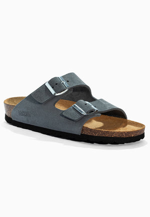 Sandales 2 Brides Bali Gris en Cuir Suédé