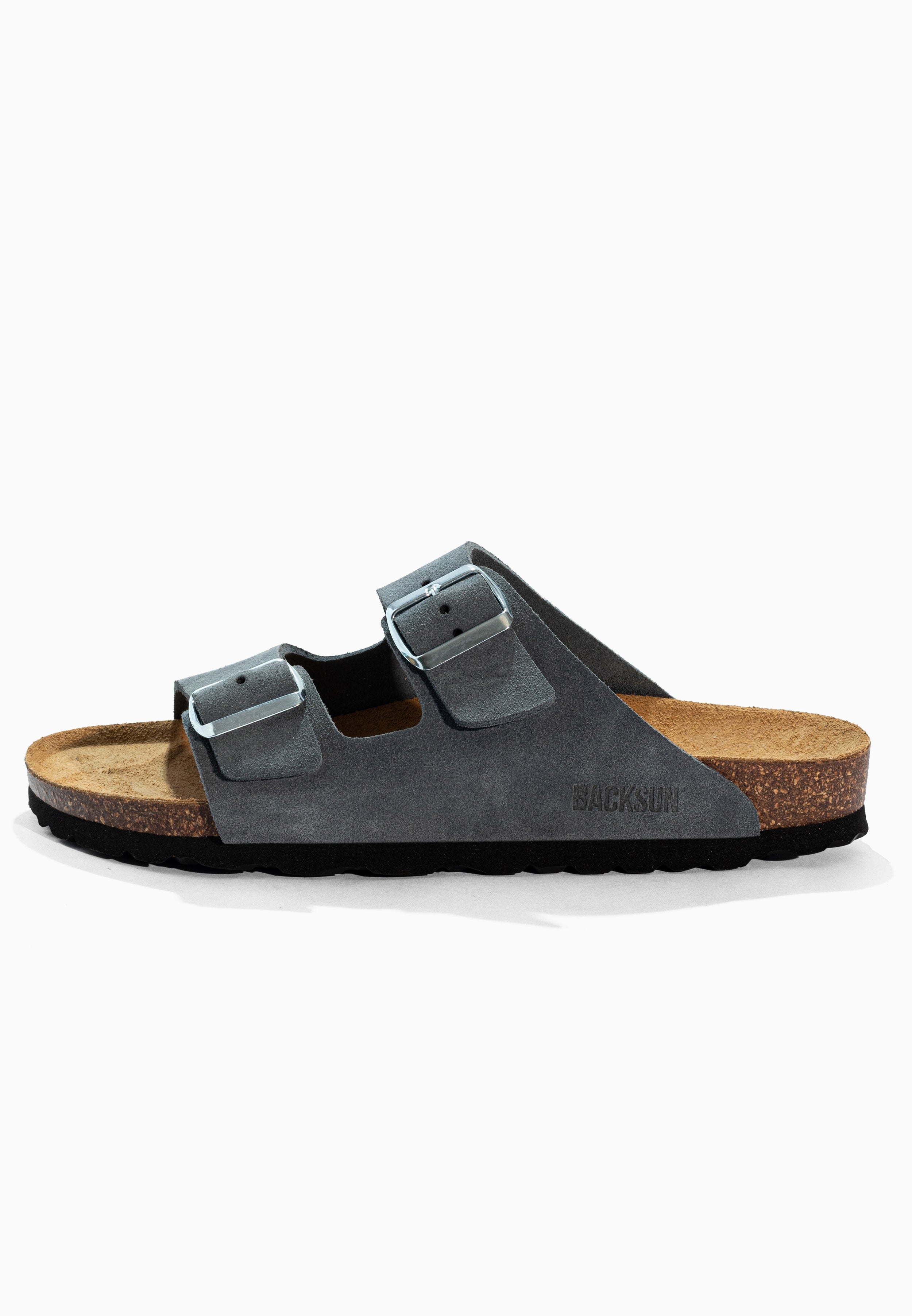 Sandales 2 Brides Bali Gris en Cuir Suédé