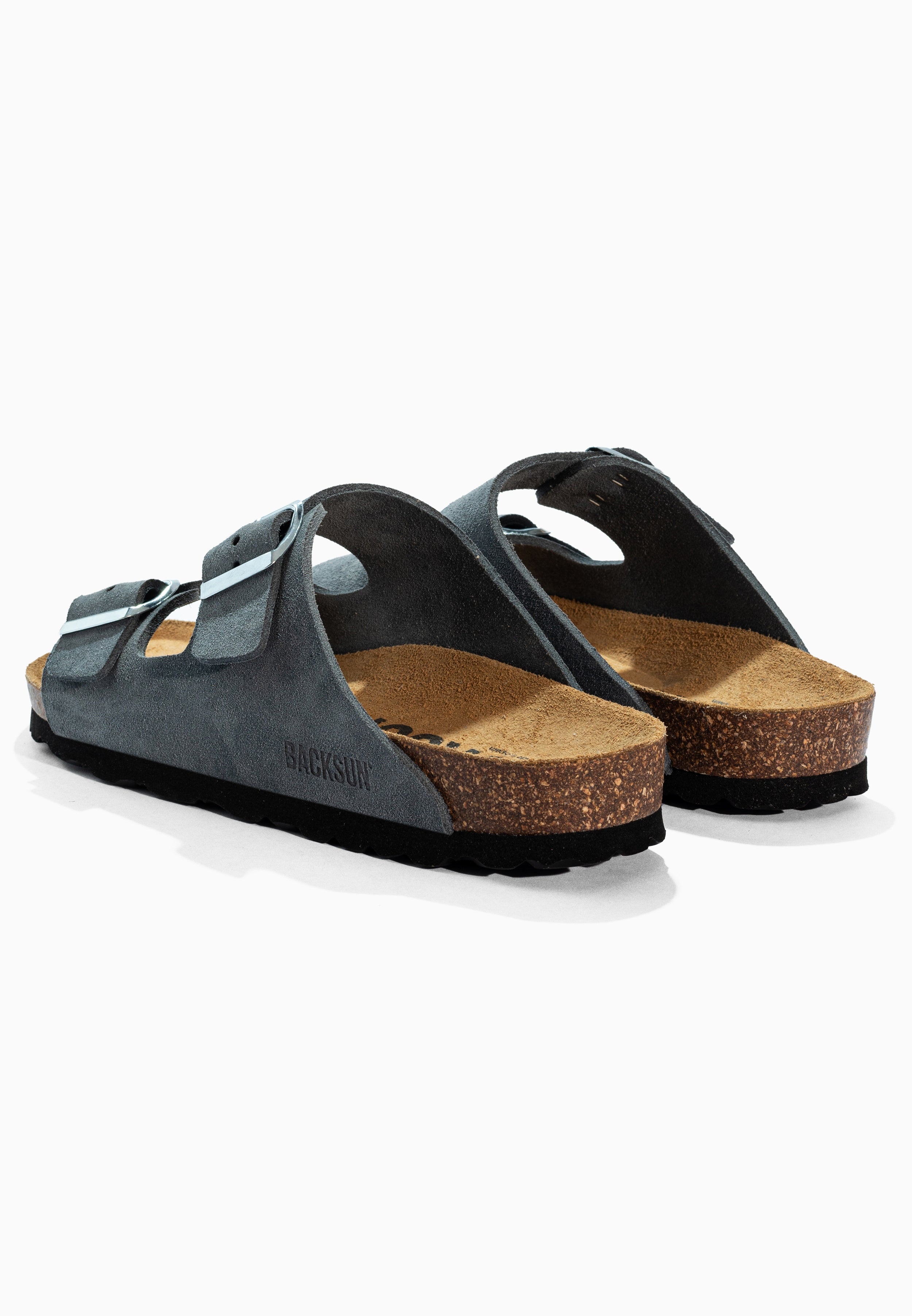 Sandales 2 Brides Bali Gris en Cuir Suédé