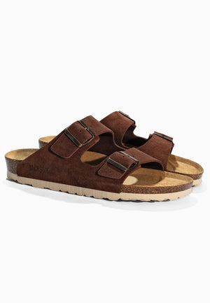 Sandales 2 Brides Bali Marron en Cuir Suédé