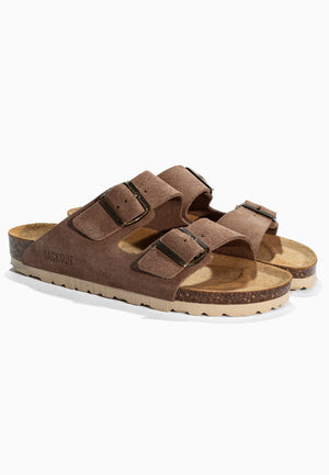 Sandales 2 Brides Bali Beige en Cuir Suédé