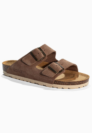 Sandales 2 Brides Bali Beige en Cuir Suédé