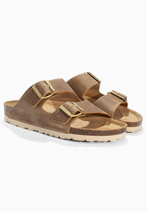 Sandales 2 Brides Bali Camel en Cuir