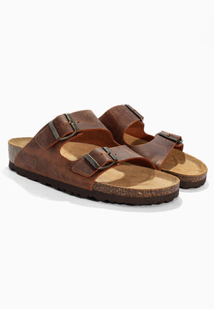 Sandales 2 Brides Bali Marron en Cuir