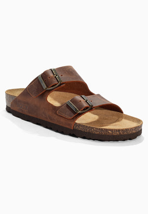 Sandales 2 Brides Bali Marron en Cuir