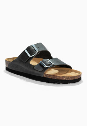 Sandales 2 Brides Bali Anthracite en Cuir