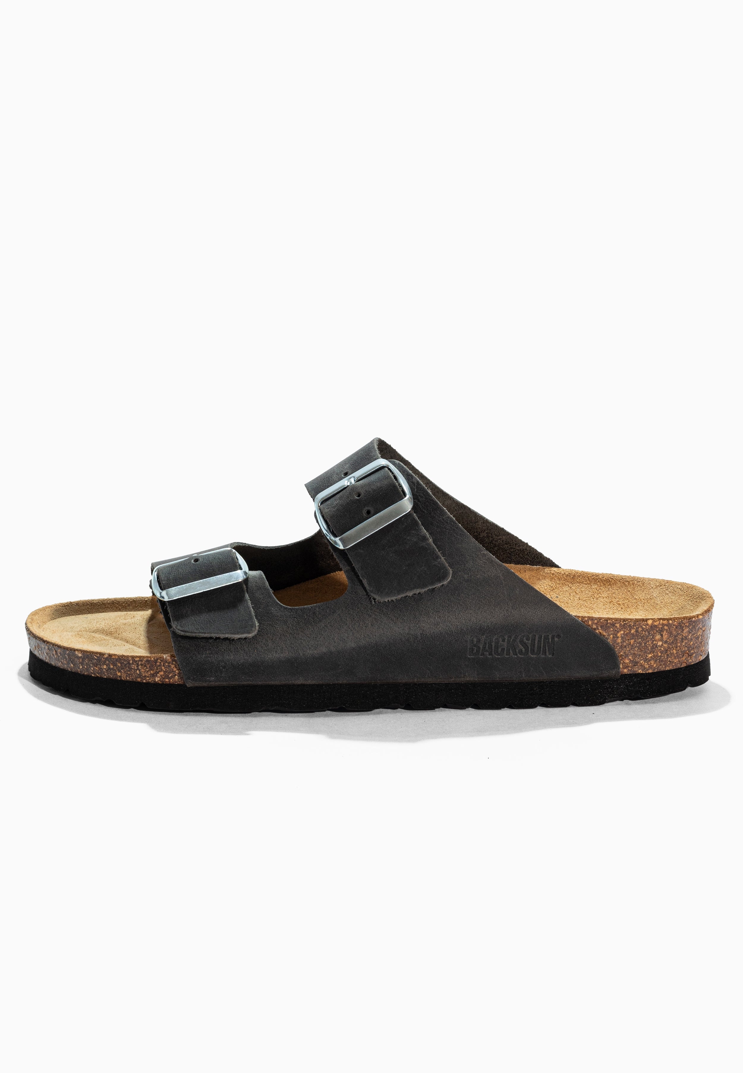 Sandales 2 Brides Bali Anthracite en Cuir