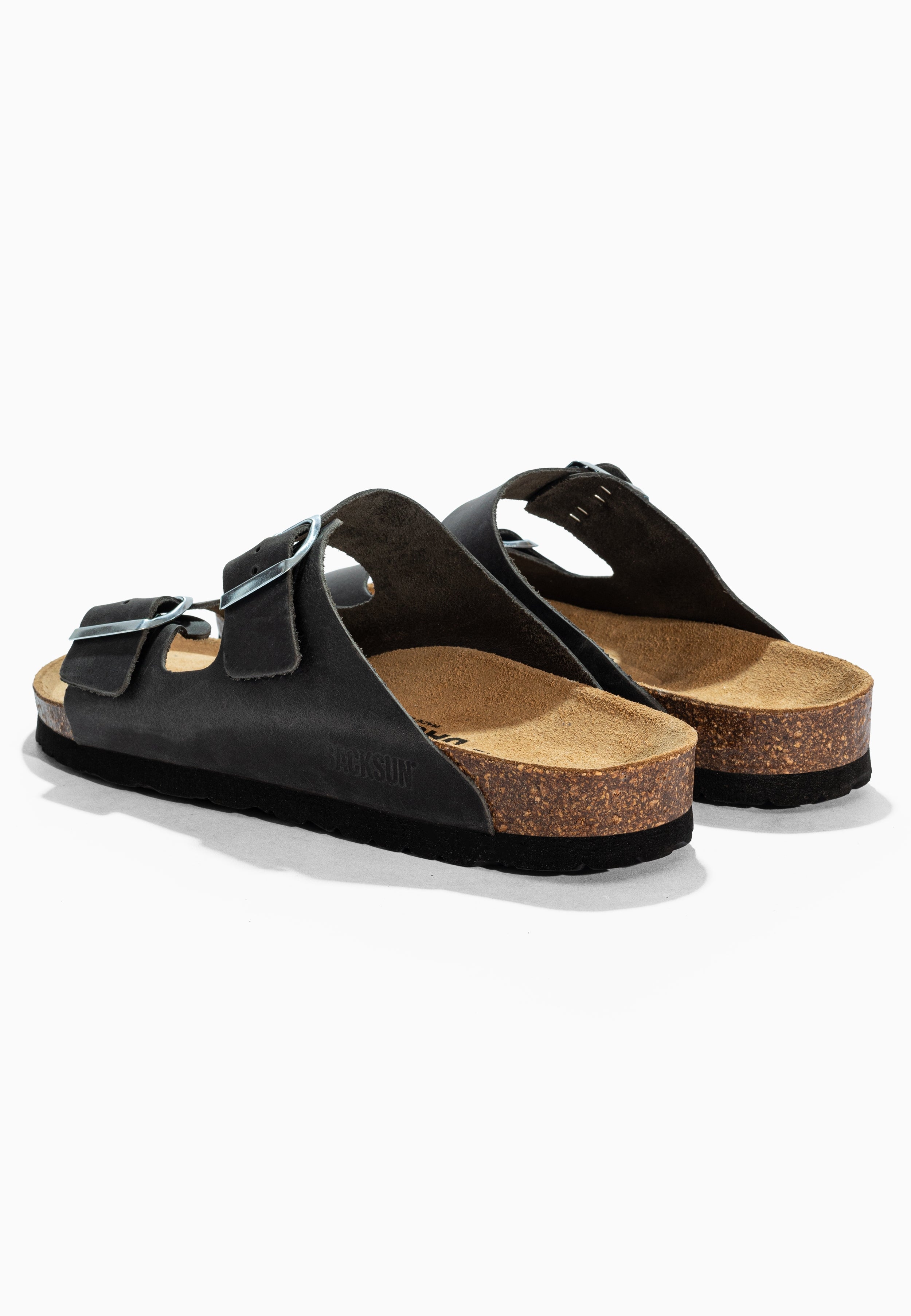 Sandales 2 Brides Bali Anthracite en Cuir