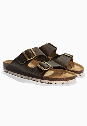 Sandales 2 Brides Bali Marron en Cuir