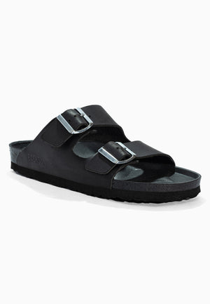 Sandales 2 Brides Bali Noir en Cuir