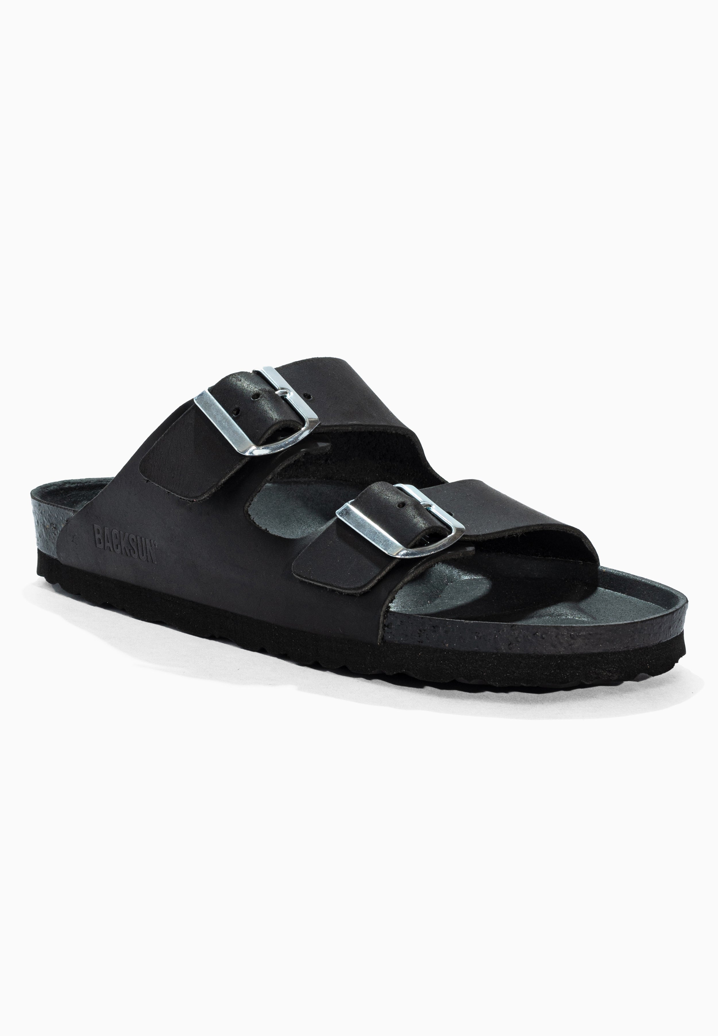 Sandales 2 Brides Bali Noir en Cuir