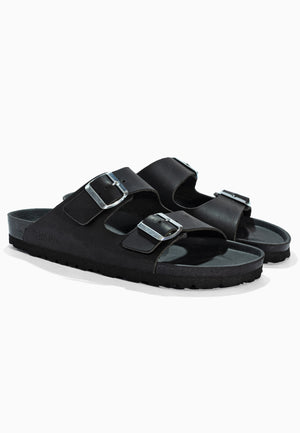 Sandales 2 Brides Bali Noir en Cuir