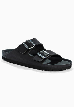 Sandales 2 Brides Bali Noir en Cuir
