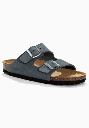 Sandales 2 Brides Bali Gris en Cuir Suédé