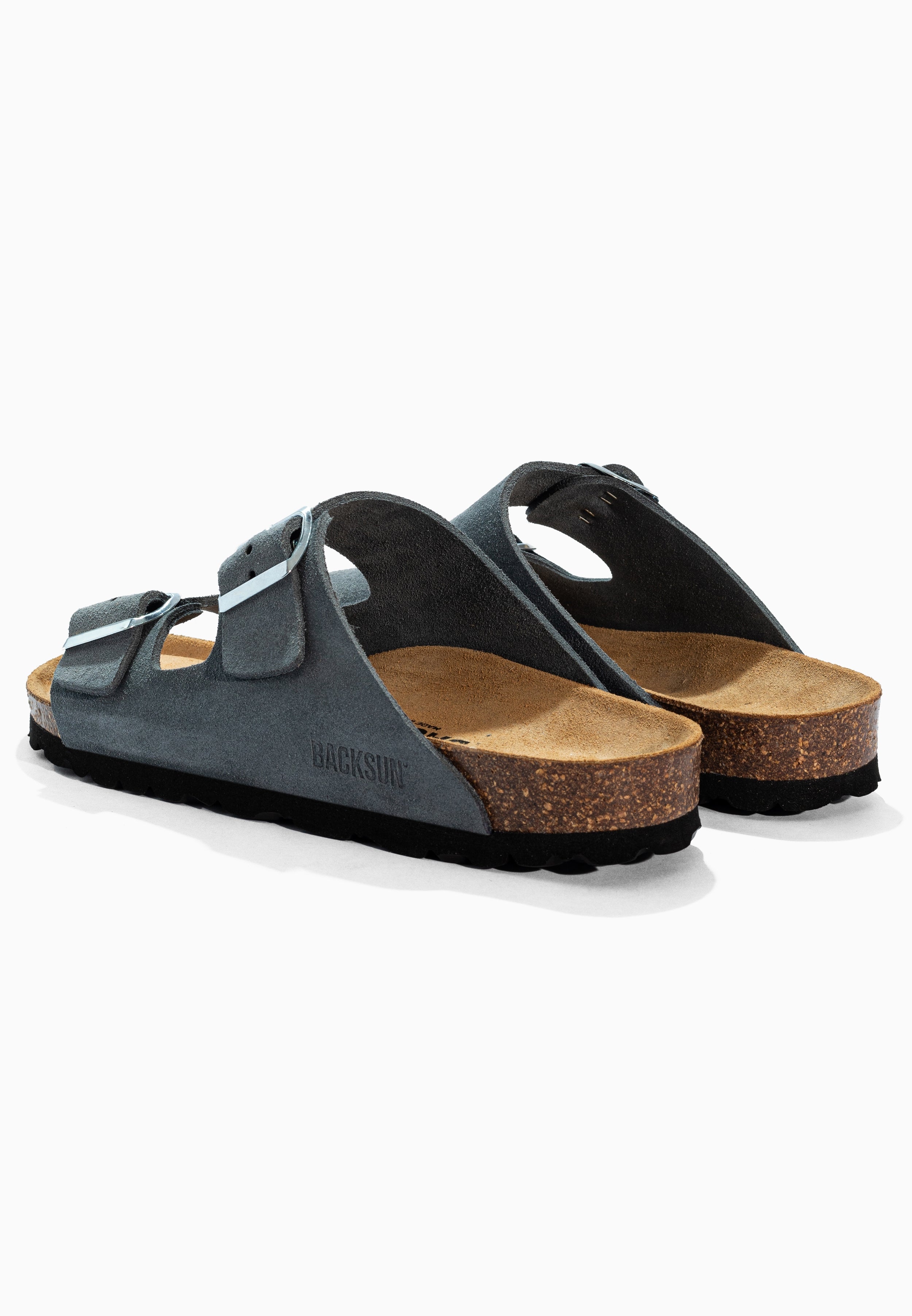 Sandales 2 Brides Bali Gris en Cuir Suédé