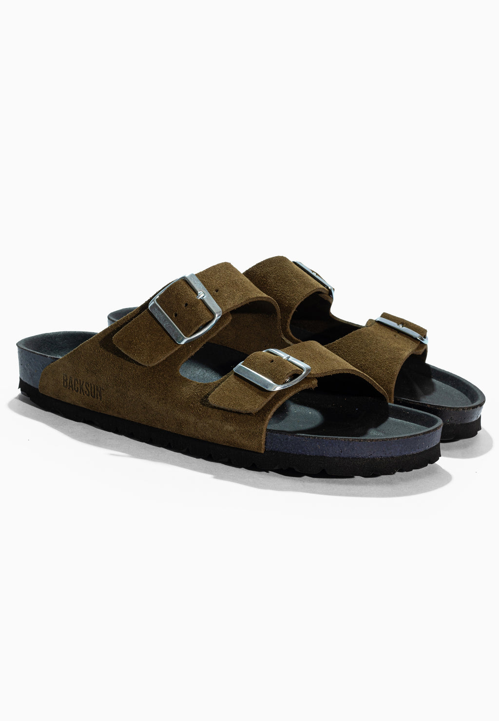 Bali Khaki Wildledersandalen mit 2 Riemen