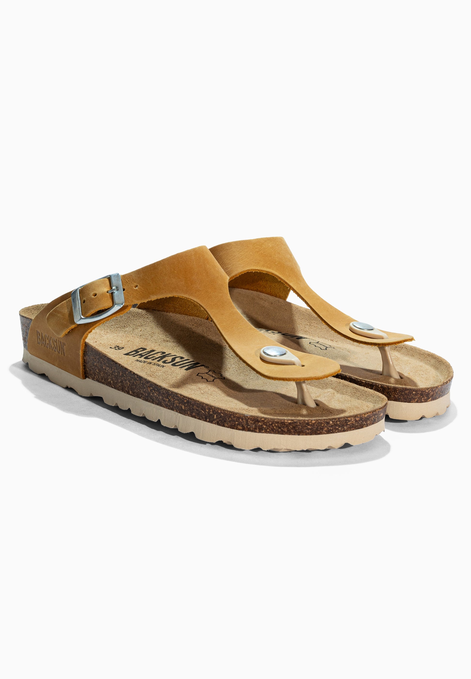 Sandales à Entre-doigts Singapore Jaune en Cuir