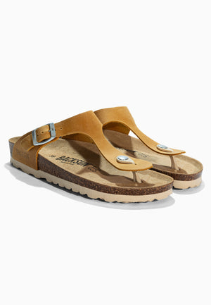 Sandales à Entre-doigts Singapore Jaune en Cuir