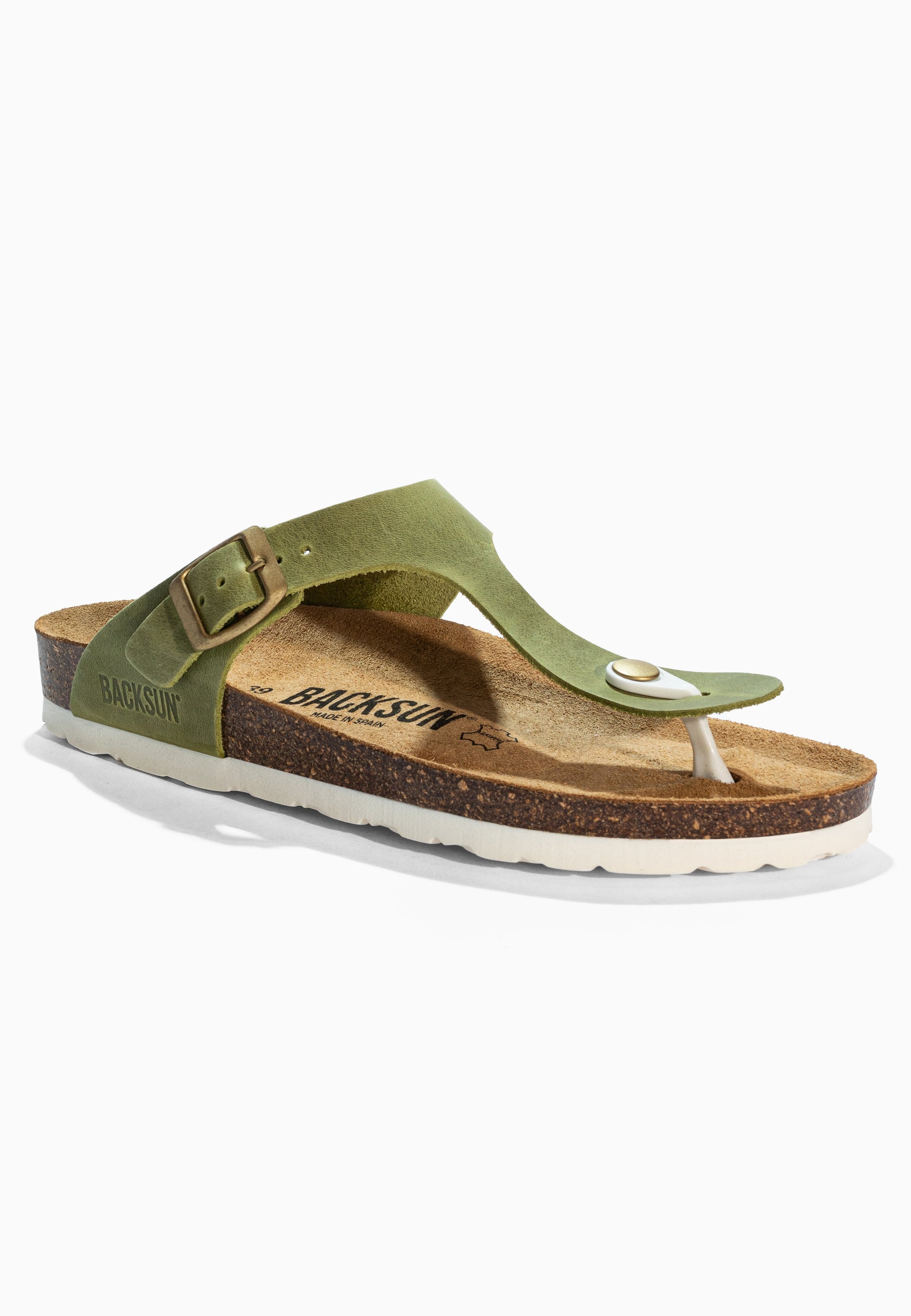 Sandales à Entre-doigts Singapore Vert en Cuir