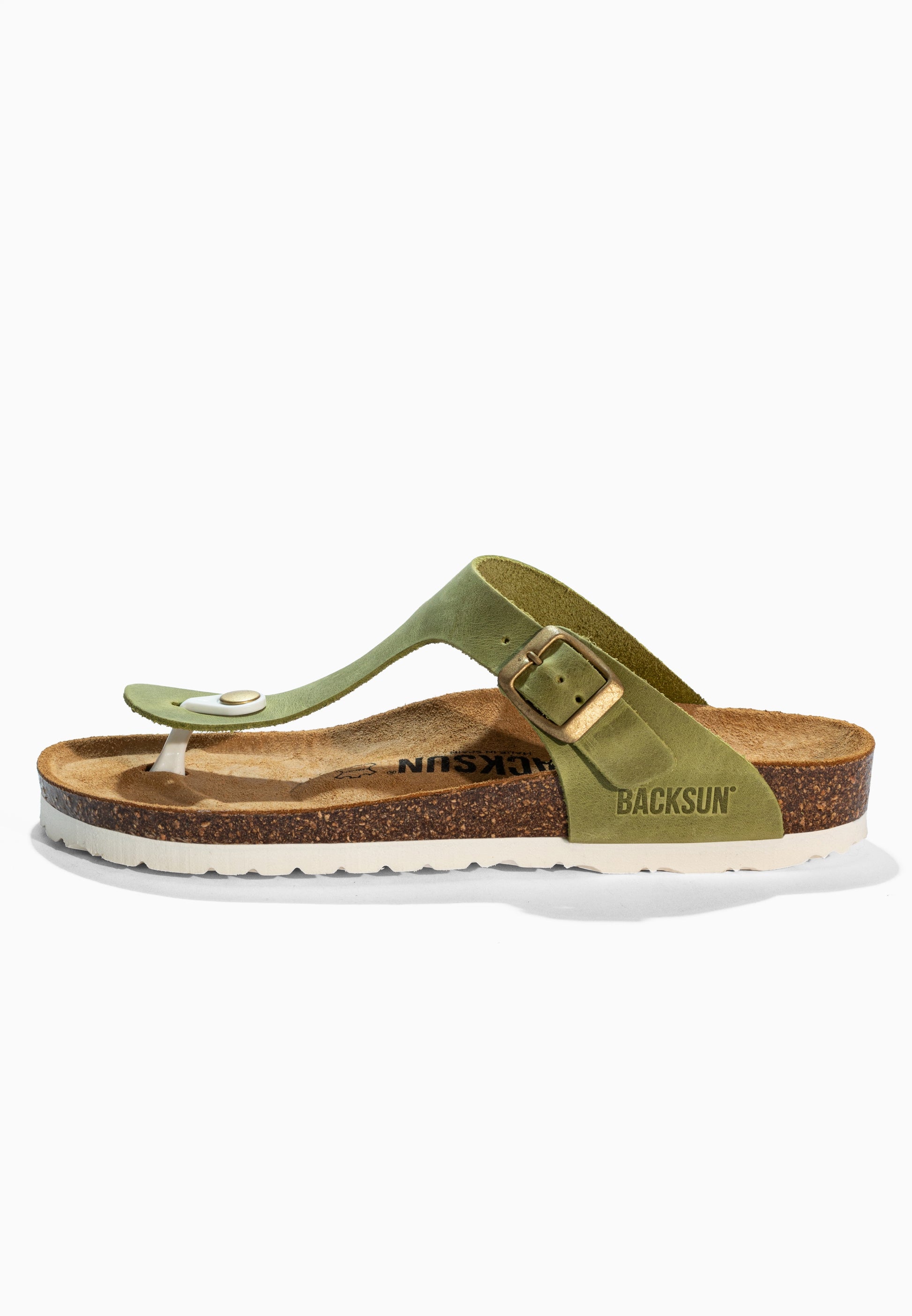 Sandales à Entre-doigts Singapore Vert en Cuir